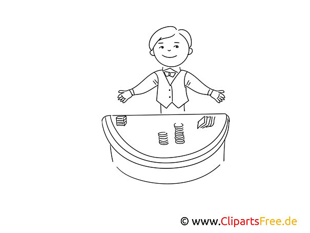 Croupier Grafik, Clipart schwarz-weiß zum Ausmalen Croupier Grafik, Clipart schwarz-weiß zum Ausmalen