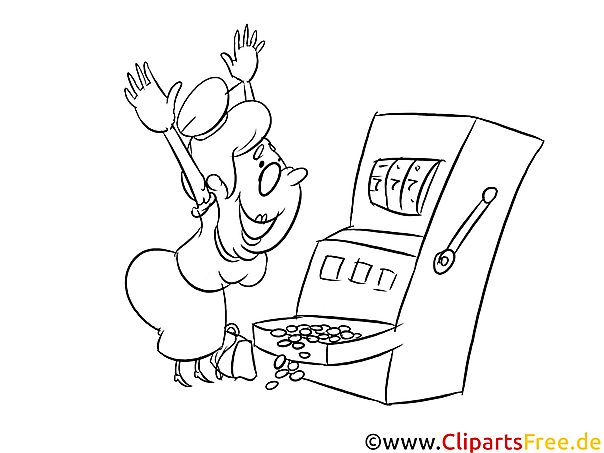 Gewinn im Casino Bild , Illustration schwarz-weiß zum Ausmalen Gewinn im Casino Bild , Illustration schwarz-weiß zum Ausmalen