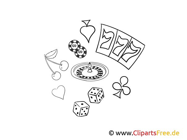 Spielbank Bild, Illustration schwarz-weiß zum Ausmalen Spielbank Bild, Illustration schwarz-weiß zum Ausmalen
