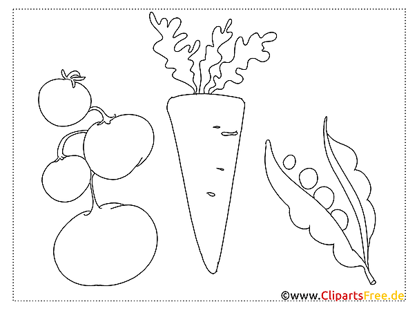 Tomaten, Möhren, Erbsen einfache Bilder für Kinder zum Malen Tomaten, Möhren, Erbsen einfache Bilder für Kinder zum Malen