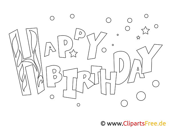 Happy Birthday Text zum Ausmalen, Drucken Happy Birthday Text zum Ausmalen, Drucken