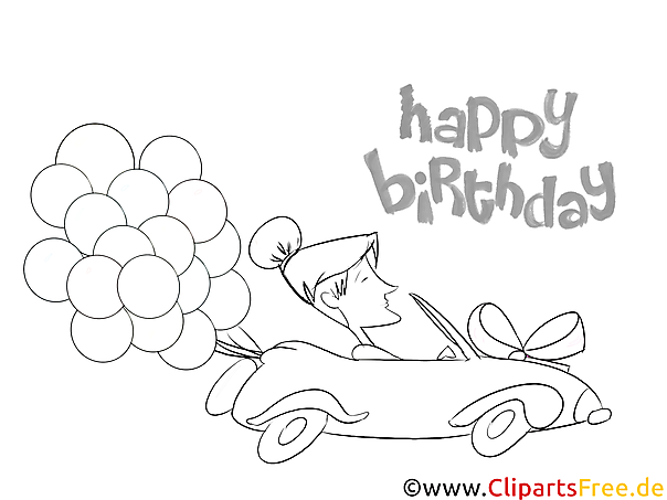 Women driving Car - Happy Birthday Colouring Sheets Women driving Car - Happy Birthday Colouring Sheets