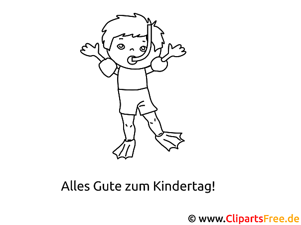 Malvorlage zum Kindertag - Kleiner Taucher Malvorlage zum Kindertag - Kleiner Taucher