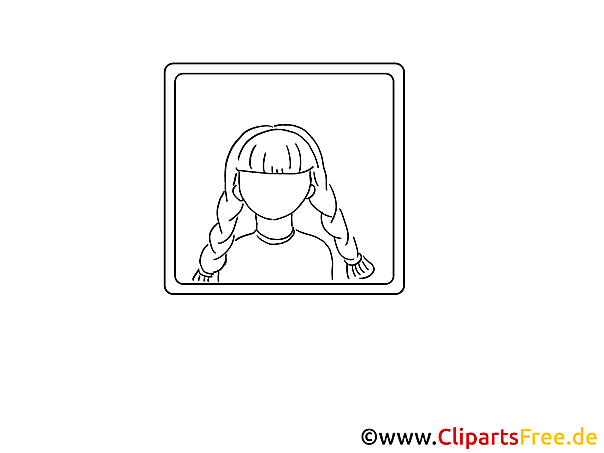 Girl Icon black and white as coloring sheet Girl Icon black and white as coloring sheet