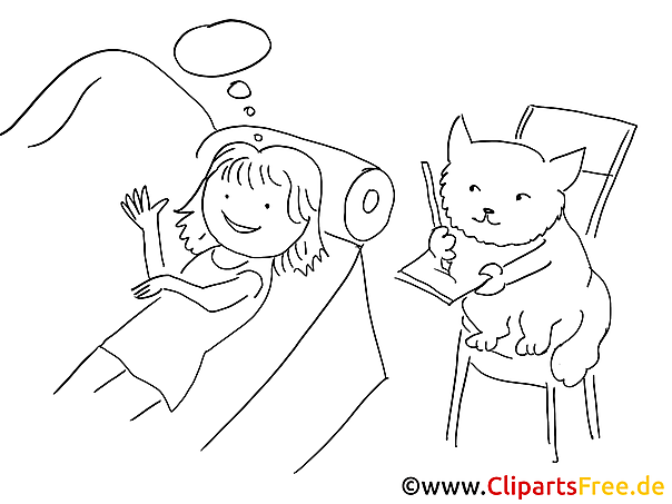 Mädchen und Katze - Bild zum Ausmalen Mädchen und Katze - Bild zum Ausmalen