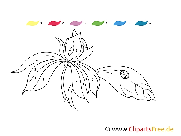 Flower paint by numbers coloring sheet to print Flower paint by numbers coloring sheet to print
