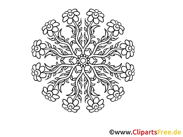 Blume Muster Mandala-Ausmalbild gratis Blume Muster Mandala-Ausmalbild gratis