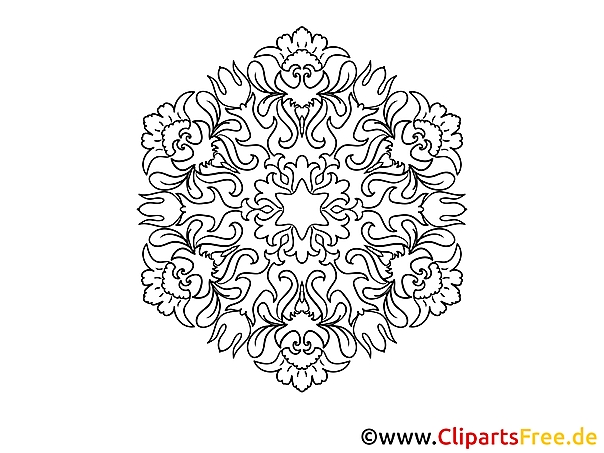 Skizze Schneeflocke Mandala-Ausmalbild gratis Skizze Schneeflocke Mandala-Ausmalbild gratis