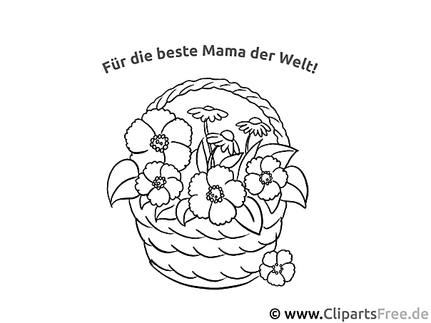 Blumenkorb für Mama Ausmalvorlage, Malvorlage, Malbild gratis Blumenkorb für Mama Ausmalvorlage, Malvorlage, Malbild gratis