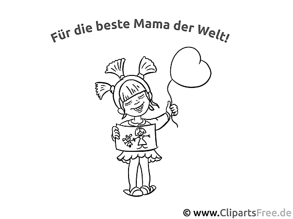 Mädchen Grusskarte zum Muttertag - Bild zum Ausmalen gratis Mädchen Grusskarte zum Muttertag - Bild zum Ausmalen gratis