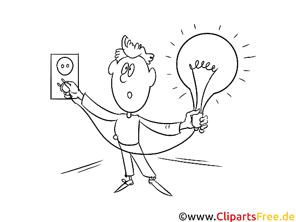 Elektrizität, Glühbirne Bild, Illustration, Clipart schwarz-weiß zum Ausmalen Elektrizität, Glühbirne Bild, Illustration, Clipart schwarz-weiß zum Ausmalen
