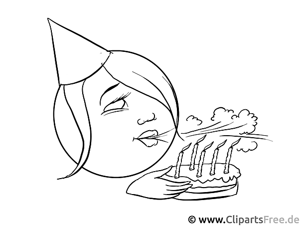 Geburtstag Smilie Bild zum Ausmalen