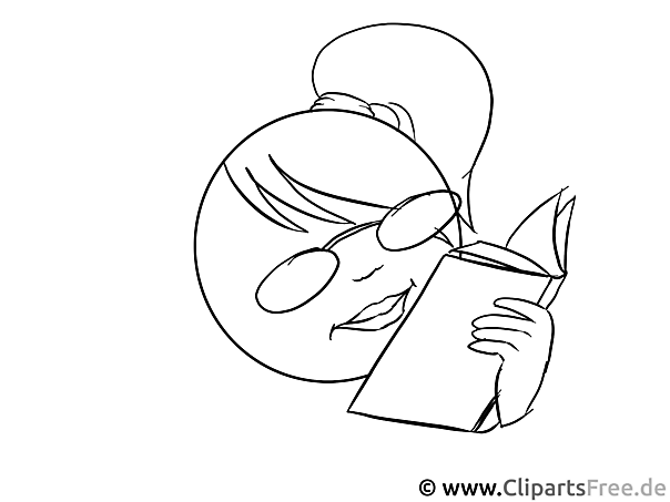 Smiley liesst ein Buch Bild zum Drucken Smiley liesst ein Buch Bild zum Drucken