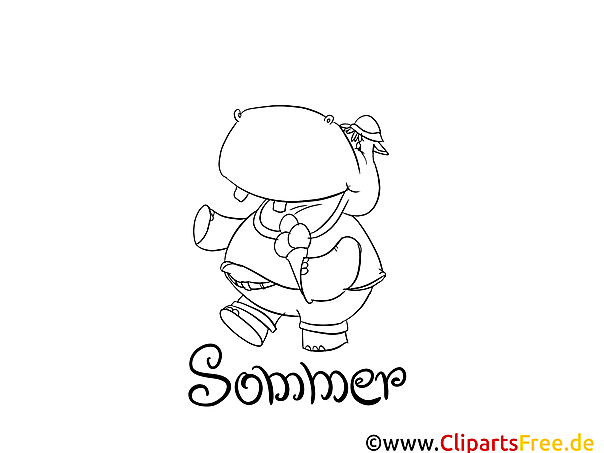 Nilpferd Sommer Ausmalbilder für Kinder gratis Nilpferd Sommer Ausmalbilder für Kinder gratis