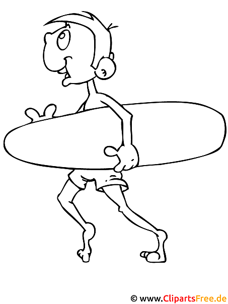 Somme Malvorlage - Surfer am Strand Somme Malvorlage - Surfer am Strand