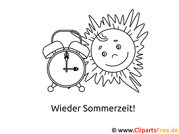 Sonne und Wecker Bild zum Malen Sonne und Wecker Bild zum Malen