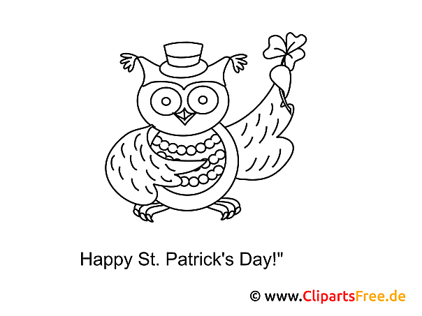 Eule mit Blume St. Patrick’s Day Malvorlage für Kinder Eule mit Blume St. Patrick’s Day Malvorlage für Kinder