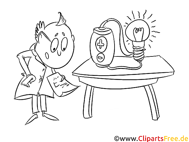 Experiment im Labor Bild, Illustration, Clipart schwarz-weiß zum Ausmalen Experiment im Labor Bild, Illustration, Clipart schwarz-weiß zum Ausmalen
