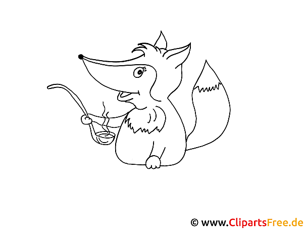 Ausmalbild gratis Fuchs mit Löffel Ausmalbild gratis Fuchs mit Löffel