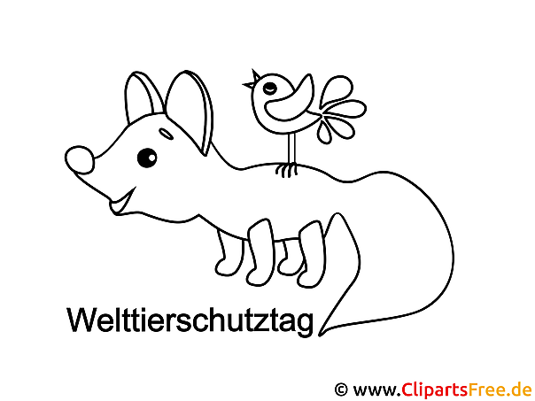 Fuchs Vogel Welttierschutztag Ausmalbild Fuchs Vogel Welttierschutztag Ausmalbild
