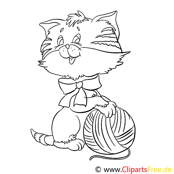 Katze mit Garnknäuel Ausmalbild Katze mit Garnknäuel Ausmalbild