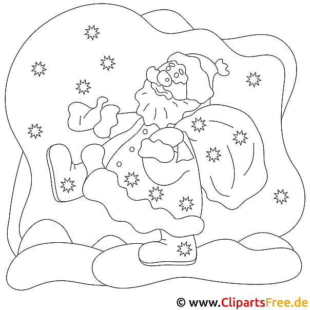 Santa Claus Bild, Malvorlage, Ausmalbild gratis Santa Claus Bild, Malvorlage, Ausmalbild gratis