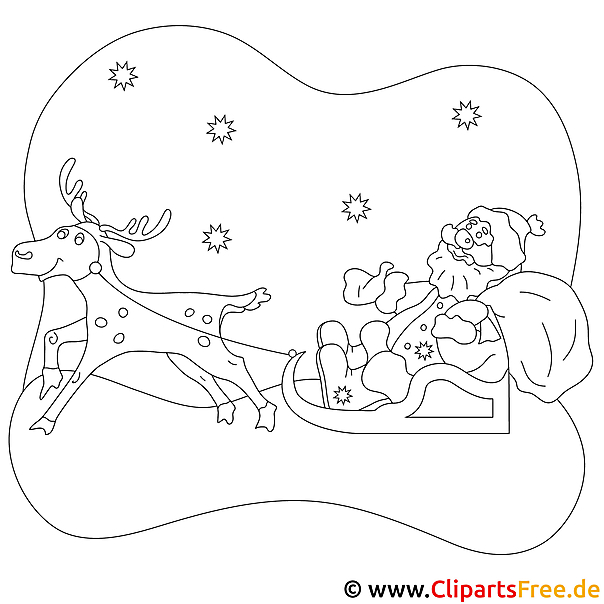 Santa Claus und Reh Malvorlage zu Weihnachten Santa Claus und Reh Malvorlage zu Weihnachten