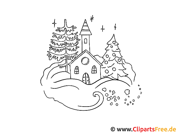 Weihnachten zum Ausmalen - Gebirgedorf im Winter Weihnachten zum Ausmalen - Gebirgedorf im Winter