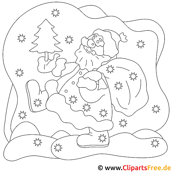 Weihnachtsmann Bild, Malvorlage, Ausmalbild gratis Weihnachtsmann Bild, Malvorlage, Ausmalbild gratis
