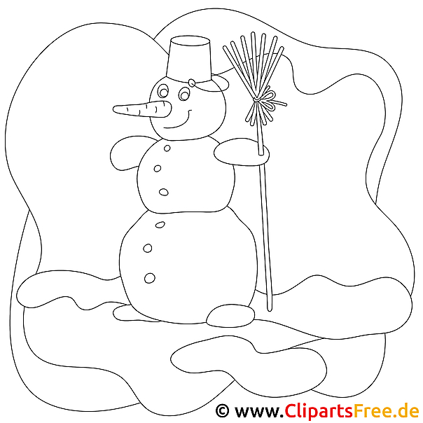 Schneemann Ausmalbild, Malvorlage, Bild gratis Schneemann Ausmalbild, Malvorlage, Bild gratis