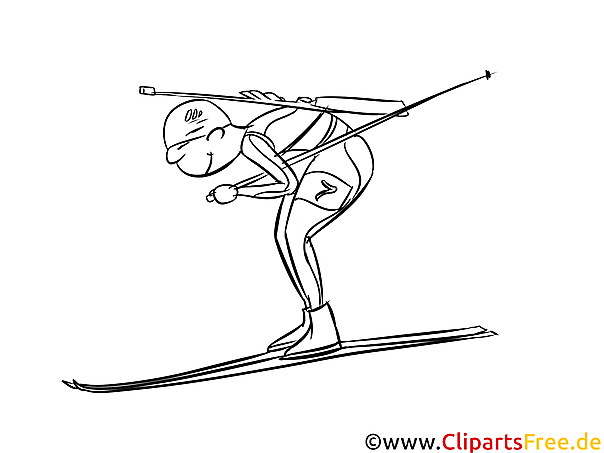 Biathlon Bild schwarz-weiß, Illustration, Grafik zum Ausmalen Biathlon Bild schwarz-weiß, Illustration, Grafik zum Ausmalen