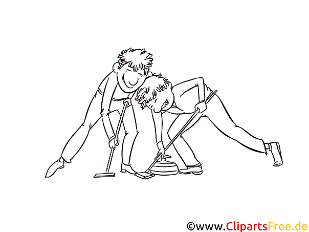 Curling Bild schwarz-weiß, Illustration, Grafik zum Ausmalen Curling Bild schwarz-weiß, Illustration, Grafik zum Ausmalen