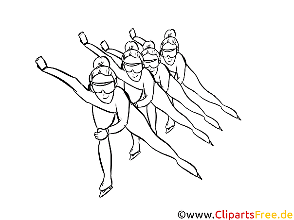 Eisschnelllauf Bild schwarz-weiß, Illustration, Grafik zum Ausmalen Eisschnelllauf Bild schwarz-weiß, Illustration, Grafik zum Ausmalen