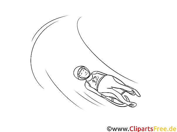 Rennrodeln Bild schwarz-weiß, Illustration, Grafik zum Ausmalen Rennrodeln Bild schwarz-weiß, Illustration, Grafik zum Ausmalen