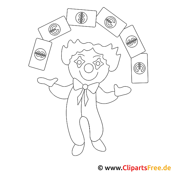 Clown Bild zum Ausmalen, Malvorlage Clown Bild zum Ausmalen, Malvorlage