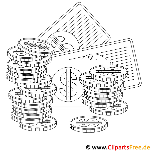 Dollars Bild zum Ausmalen, Vorlage, Ausmalbild Dollars Bild zum Ausmalen, Vorlage, Ausmalbild