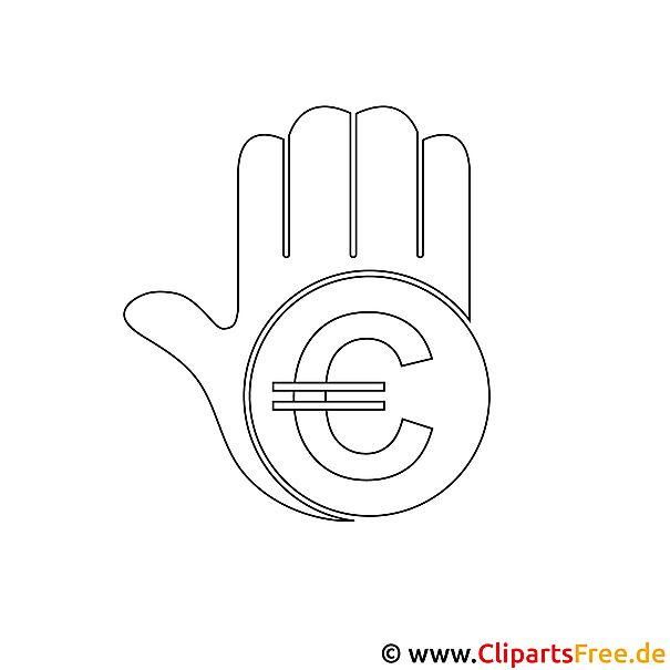Hand mit Eurozeichen Bild zum Ausmalen Hand mit Eurozeichen Bild zum Ausmalen