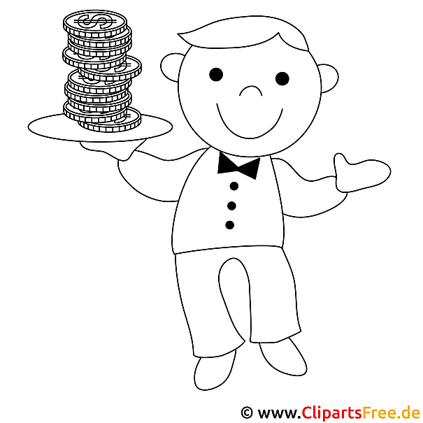 Kellner Bild, Malvorlage gratis Kellner Bild, Malvorlage gratis