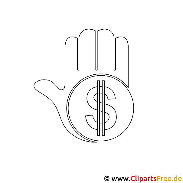 Stop Hand mit Dollarzeichen Bild zum Ausalen Stop Hand mit Dollarzeichen Bild zum Ausalen