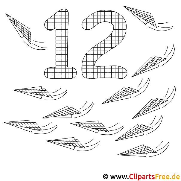 Zahl 12 - Zahlenmalvorlagen Zahl 12 - Zahlenmalvorlagen