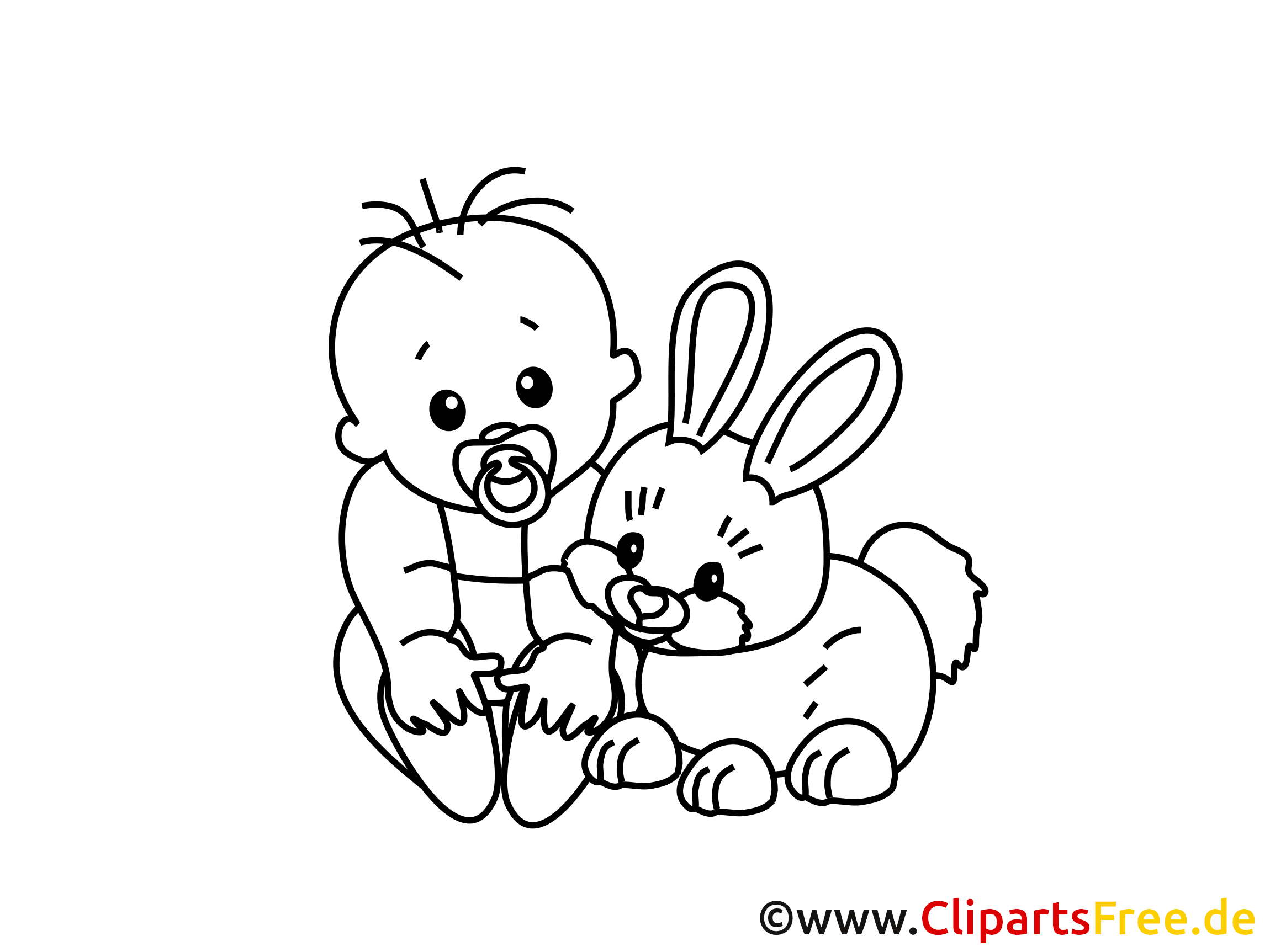 lustiges ausmalbild baby und osterhase