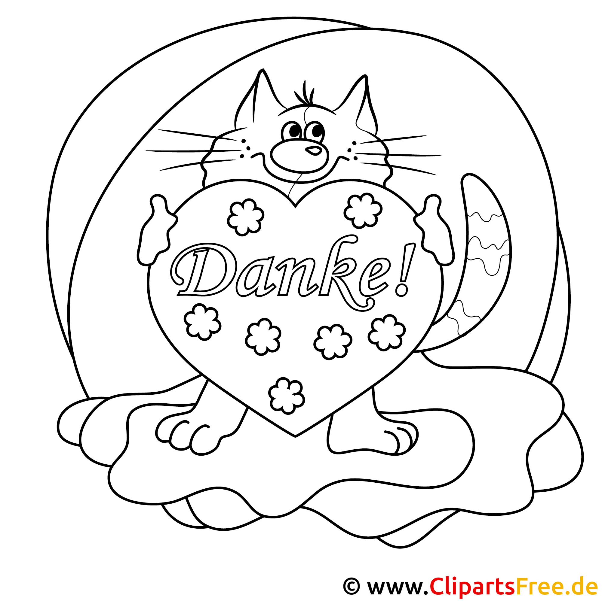 Bild zum Ausmalen Kater mit Herz