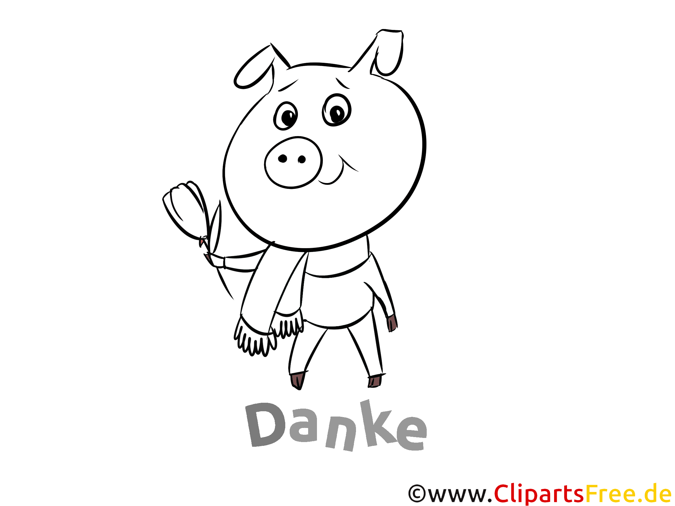 Kostenlose Dankeskarte Ferkel zum Ausdrucken und Ausmalen