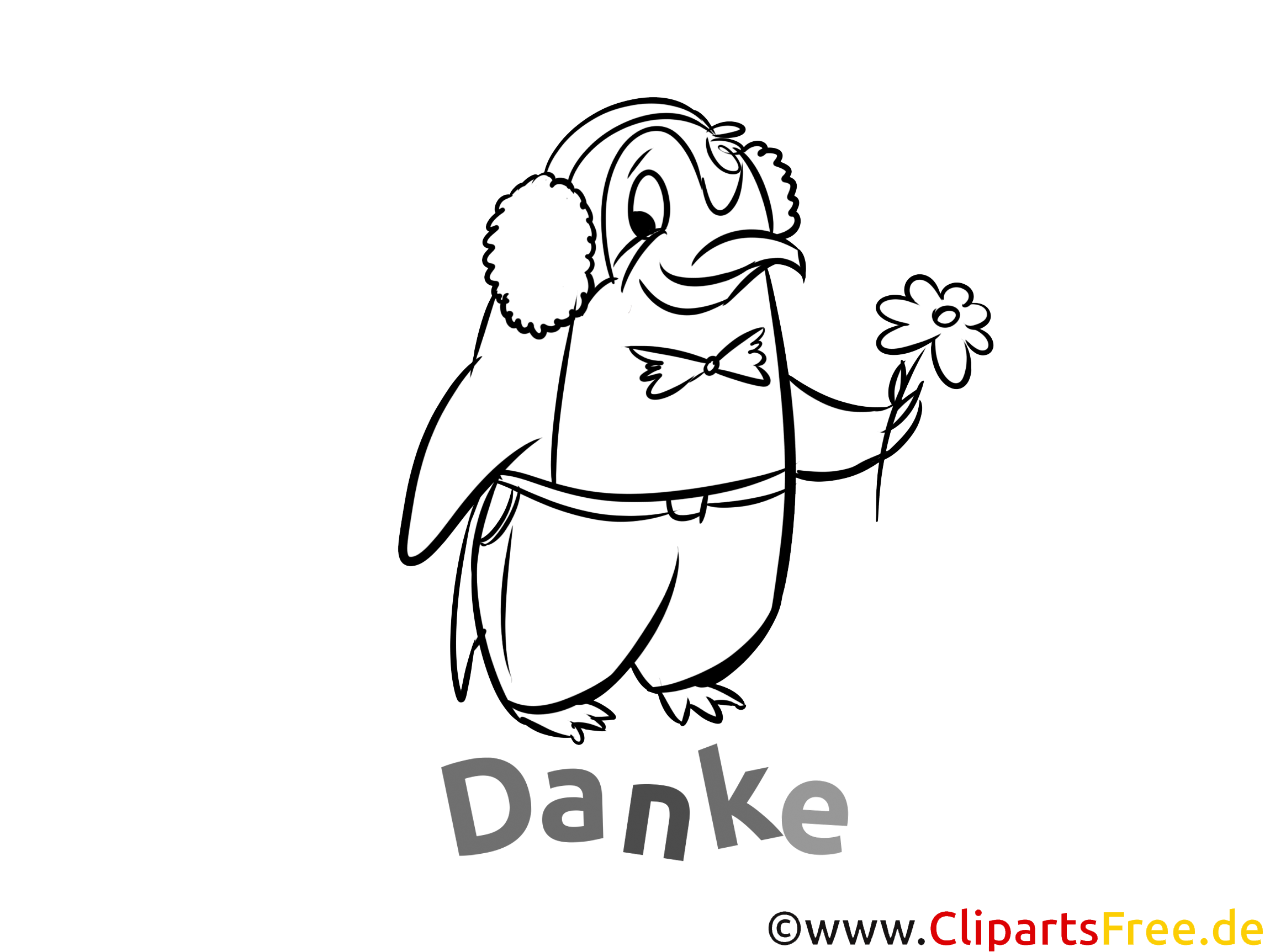 Pinguin Kostenlose Dankeskarten zum Ausdrucken und Ausmalen
