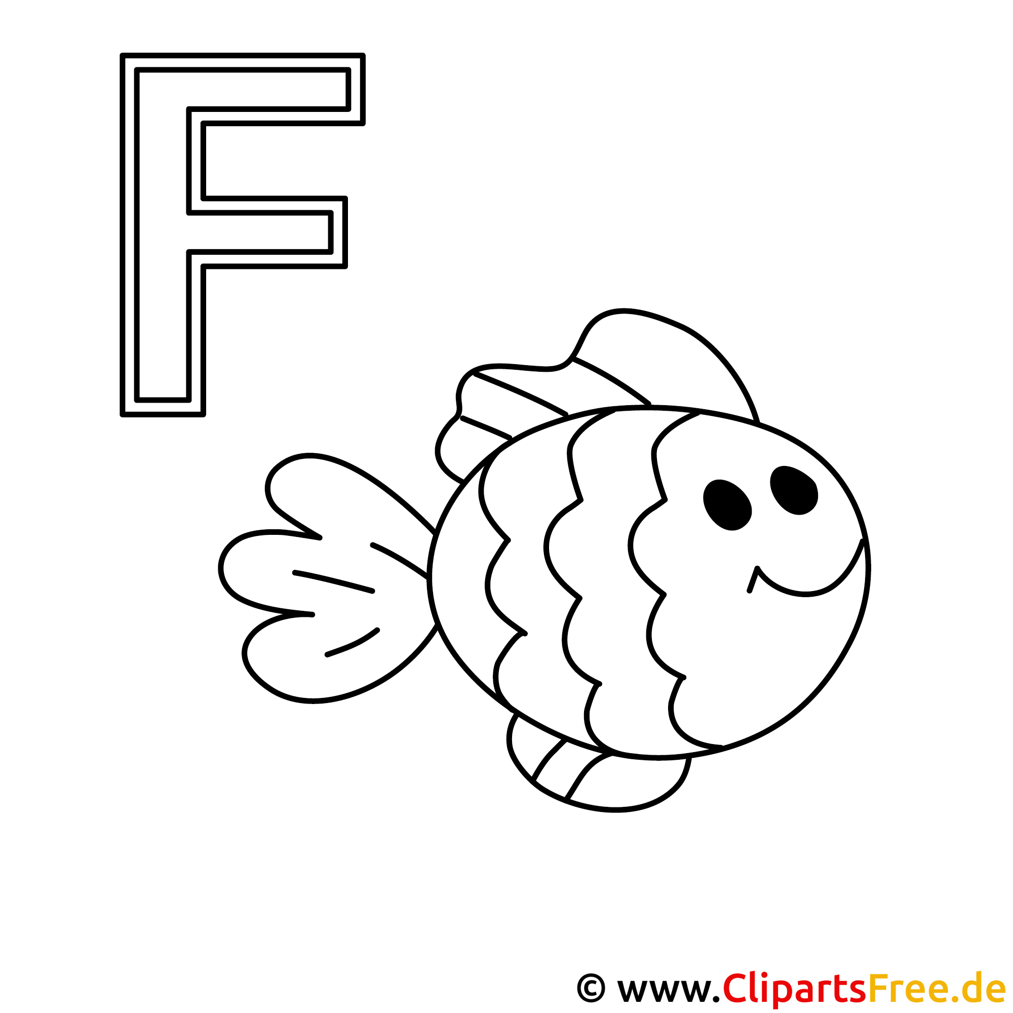 Fisch Ausmalbild - Schablonen Buchstaben