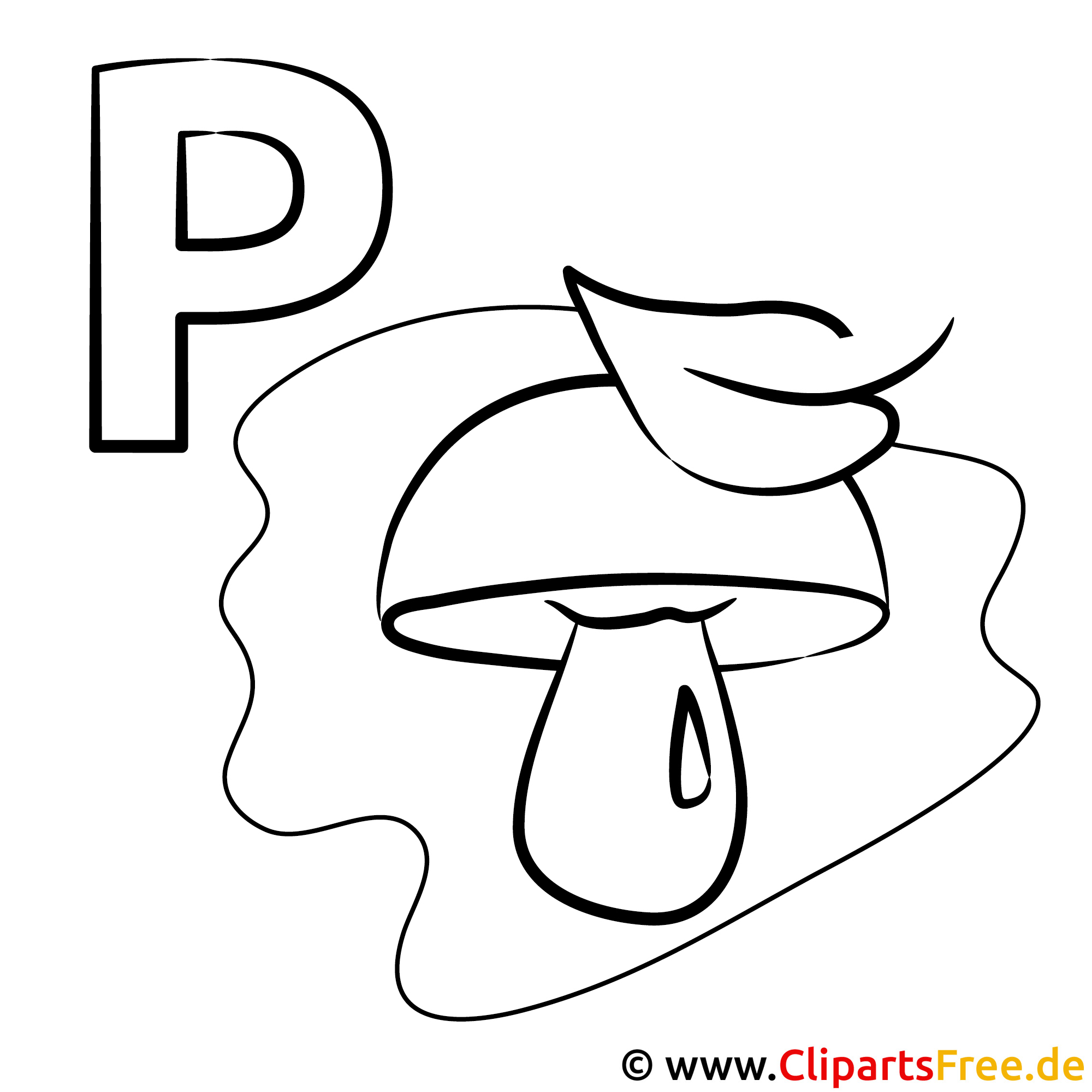 pilz ausmalbild - grosse buchstaben zum ausmalen