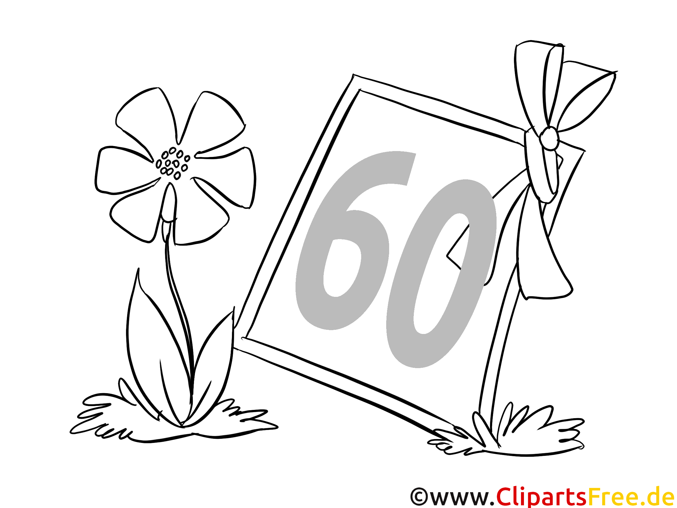 Blume zum 60 Geburtstag Ausmalbild kostenlos