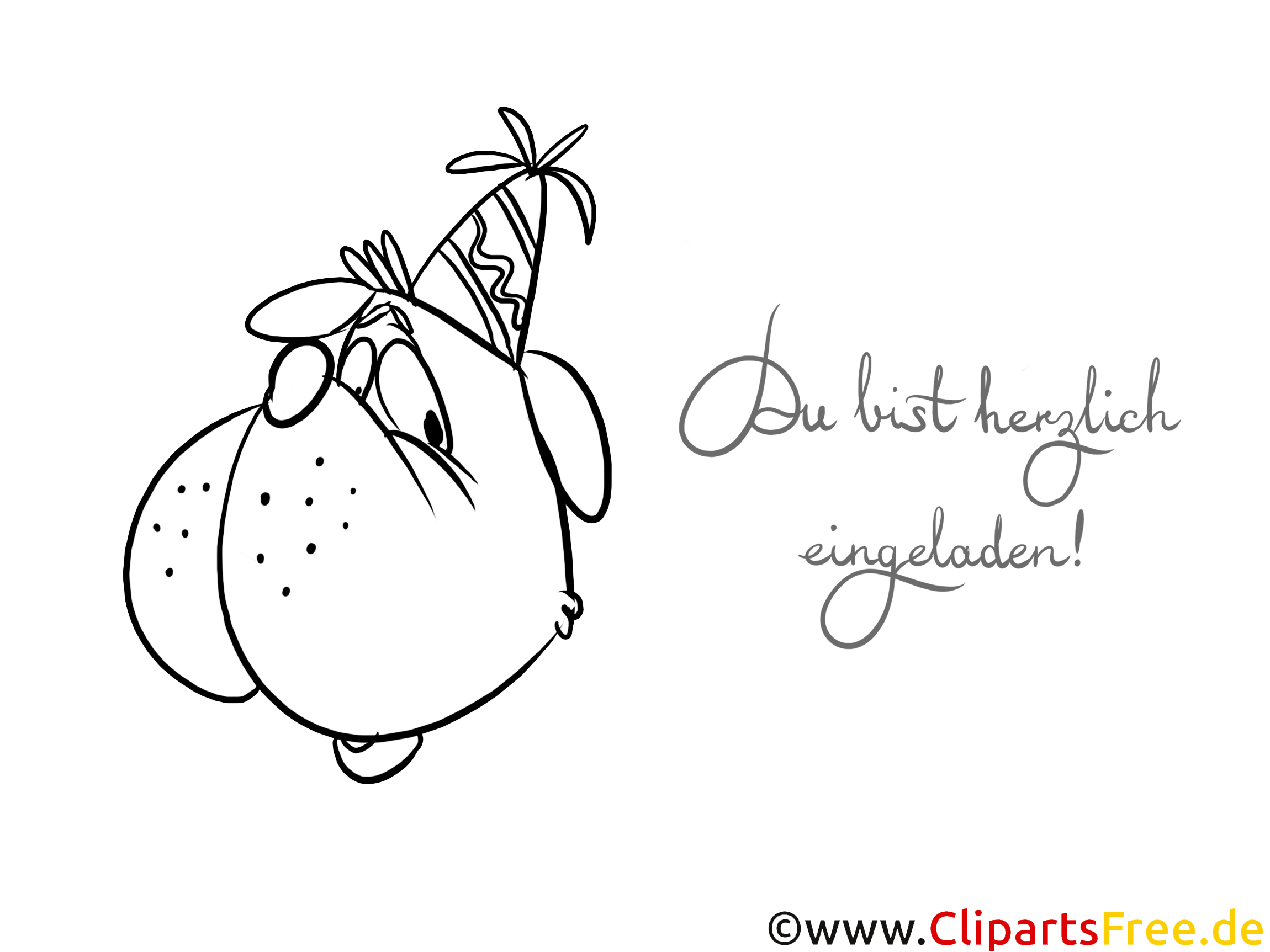 Einladung zum Kindergeburtstag als Ausmalbild Einladung zum Kindergeburtstag als Ausmalbild