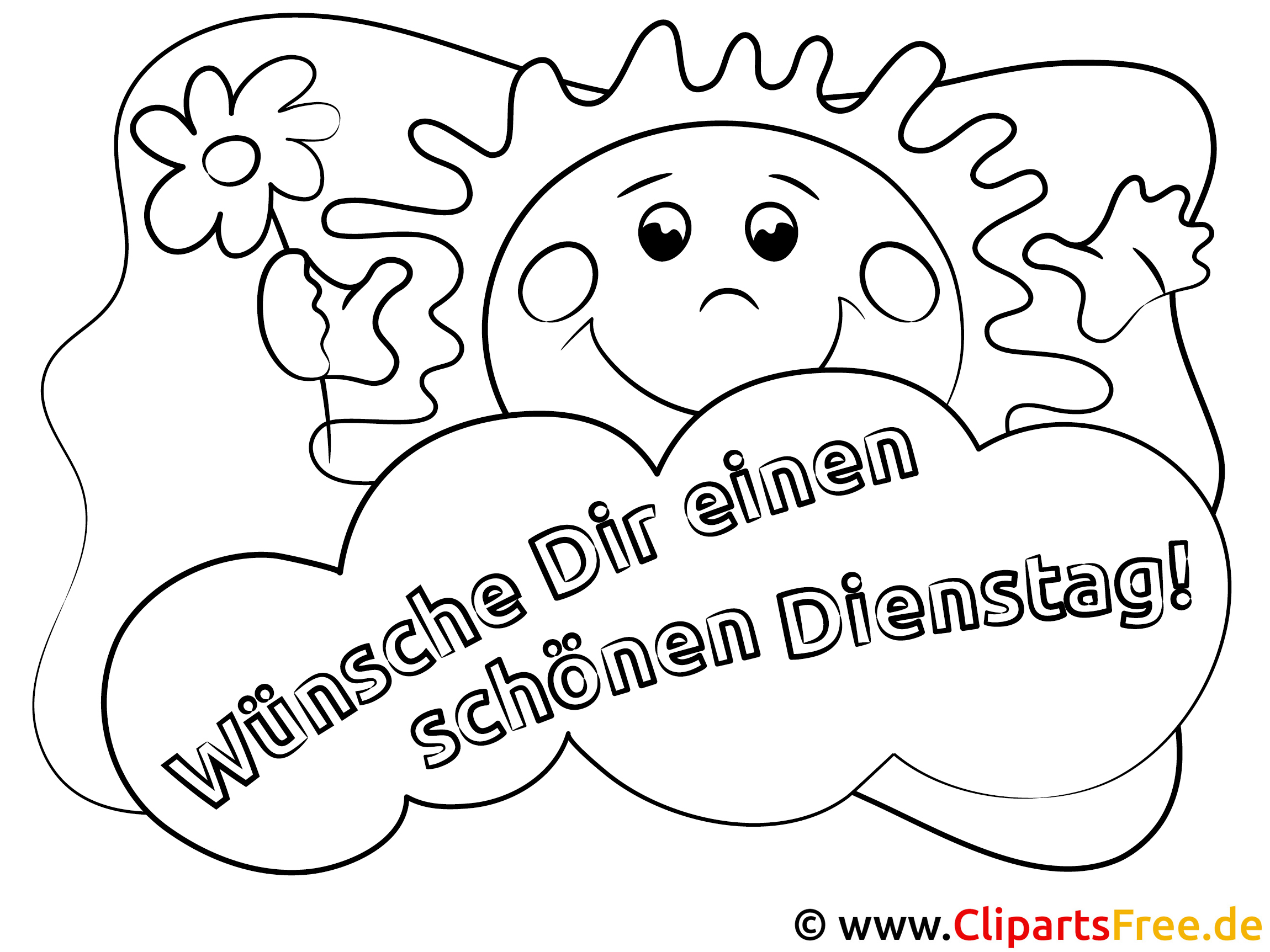 Sonne Schönen Dienstag Ausmalbilder für Kinder kostenlos ausdrucken