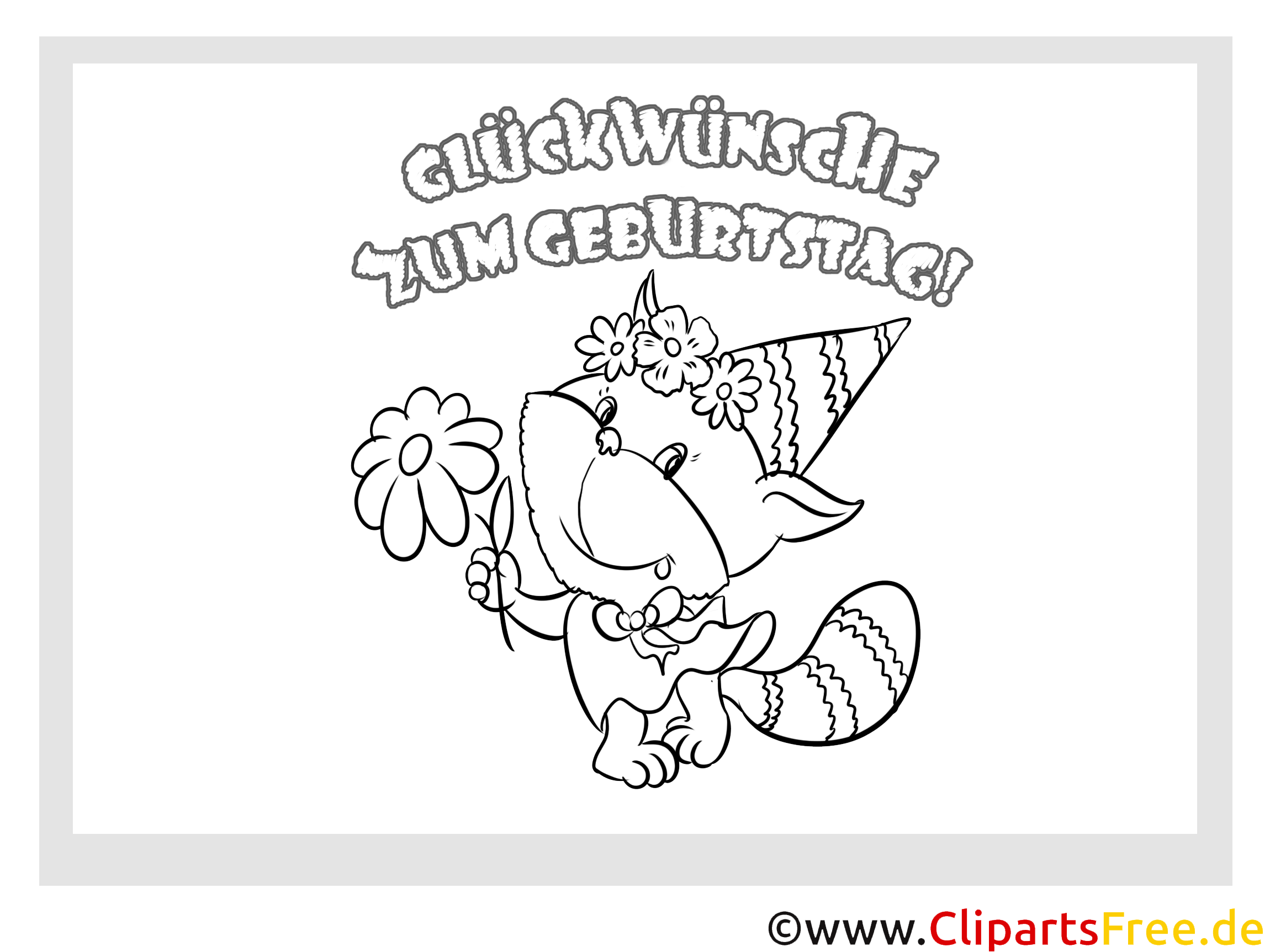 Katze Blume Glückwunschkarte zum Drucken und Ausmalen